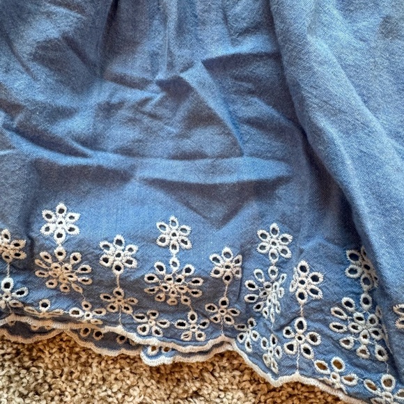 Toddler girls embroidered flutter sleeve dress eyelet blue and white size 2T - Picture 6 of 9